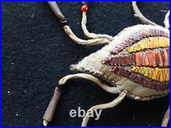 Rare, Old Native American Quilled Leather Fetish, Turtle Amulet, Sd-012508706