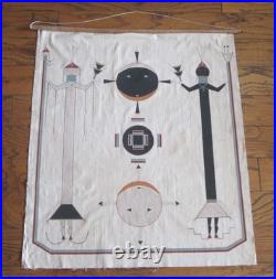 Rare Old Navajo Large Memory Aid Painted On Muslin