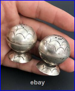 Rare Old Pawn Fred Harvey Era Navajo Sterling Silver Salt & Pepper Shakers