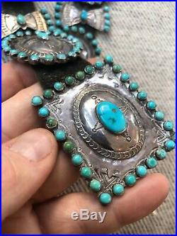 Rare Old Pawn Navajo Southwestern Sterling Silver & Multi Turquoise Concho Belt
