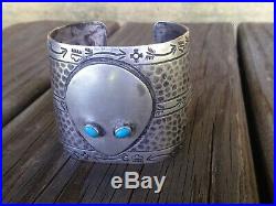 Rare Old Pawn Turquoise & Sterling Silver Shape-Shifter Cuff Bracelet