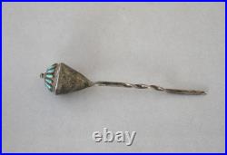 Rare Old Pawn Zuni Sterling Silver Petit Point Turquoise Hair Pin Stick 4.25