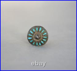 Rare Old Pawn Zuni Sterling Silver Petit Point Turquoise Hair Pin Stick 4.25