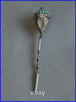 Rare Old Pawn Zuni Sterling Silver Petit Point Turquoise Hair Pin Stick 4.25
