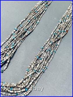 Rare Older Vintage Navajo Turquoise Heishi Necklace Old