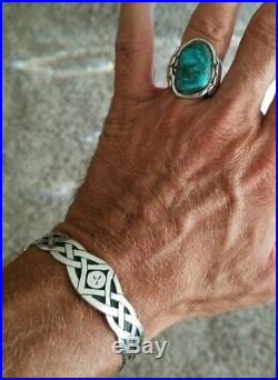 Rare One Of A Kind Vintage Native American Hopi Sterling Cuff Bracelet 1 Oz