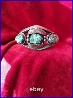 Rare One Of A Kind Vintage Navajo Native American Turquoise Sterling Silver