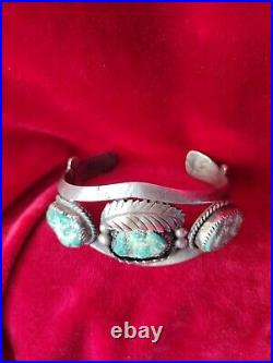 Rare One Of A Kind Vintage Navajo Native American Turquoise Sterling Silver