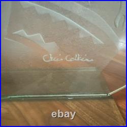 Rare Original Native American Etched Glass With Signature. Large 2.5x2.5ft piece