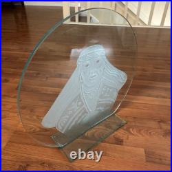 Rare Original Native American Etched Glass With Signature. Large 2.5x2.5ft piece