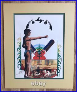 Rare Original Native American Painting Signed Matted Size 24 X 19.5