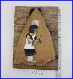 Rare Painted Rock Native American Wall Hanging Decor by Mary Gay (M. Gay) OOAK