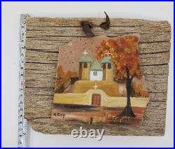 Rare Painted Rock Native American Wall Hanging Decor by Mary Gay (M. Gay) OOAK