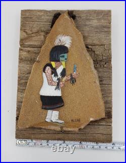 Rare Painted Rock Native American Wall Hanging Decor by Mary Gay (M. Gay) OOAK