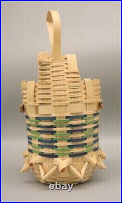 Rare Passamaquoddy Sweetgrass Basket Signed Neptune Maine Wabanaki Pocket