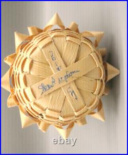 Rare Passamaquoddy Sweetgrass Basket Signed Neptune Maine Wabanaki Pocket