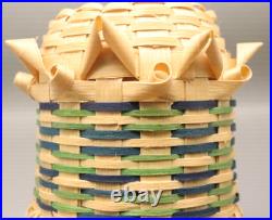Rare Passamaquoddy Sweetgrass Basket Signed Neptune Maine Wabanaki Pocket
