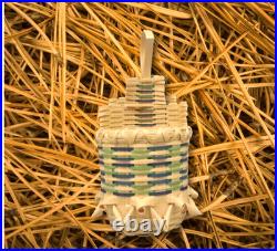 Rare Passamaquoddy Sweetgrass Basket Signed Neptune Maine Wabanaki Pocket