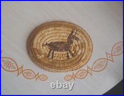 Rare Pima Animal Basket Oval Tray Vtg Native American Burro Reindeer Wildlife 10