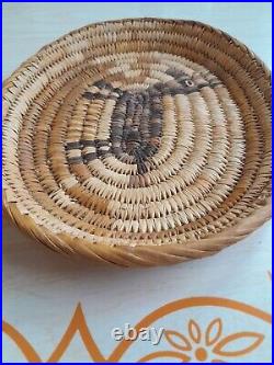 Rare Pima Animal Basket Oval Tray Vtg Native American Burro Reindeer Wildlife 10