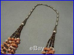 Rare Pink Coral! Vintage Navajo Native American Necklace Old Sterling Silver