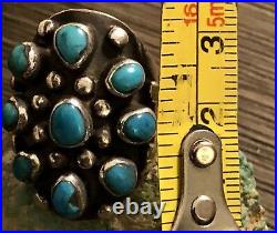 Rare Preston Monongye Hopi Sterling & Turquoise Ring Size 8.75 Early Made Piece