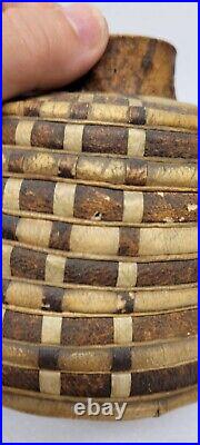 Rare Primitive Native American Indian Sewn Leather Jug Ancient Artifact # 3771
