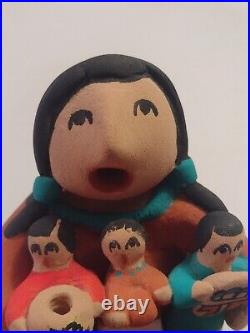 Rare Pueblo Jemez Storyteller with Five Children Native American Pottery Signed