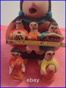 Rare Pueblo Jemez Storyteller with Five Children Native American Pottery Signed