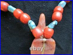 Rare Quartz Native American Popeye Birdstone, On Beaded Necklace, Ott-012206250