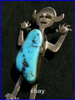 Rare R. J. Apacheto Navajo sterling silver & turquoise Devil brooch pendant