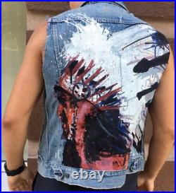 Rare Ralph Lauren Denim Supply Southwest Aztec Indian Chief Painted Jean Vest