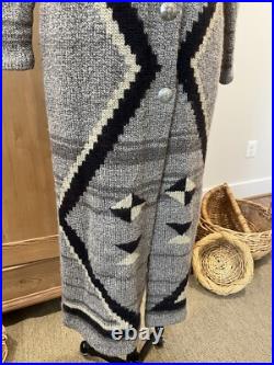 Rare Ralph Lauren Hand-Knit Native American Blanket Cardigan Coat Duster SMALL