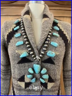 Rare Ralph Lauren Hand-Knit Native American Blanket Cardigan Coat Duster SMALL