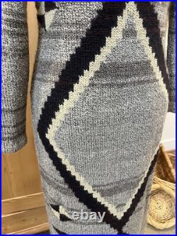 Rare Ralph Lauren Hand-Knit Native American Blanket Cardigan Coat Duster SMALL