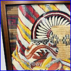 Rare Reinardy Native American Long-Stitch Needlepoint Basket Wall Art Framed
