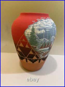 Rare Richard Underbaggage Native American Pottery Vase 12 Signed Lakota Art