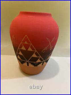 Rare Richard Underbaggage Native American Pottery Vase 12 Signed Lakota Art
