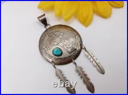 Rare Ricky Reeder Navajo Native American Sterling Silver Turquoise Horse Pendant