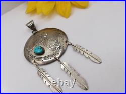 Rare Ricky Reeder Navajo Native American Sterling Silver Turquoise Horse Pendant