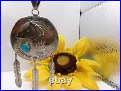 Rare Ricky Reeder Navajo Native American Sterling Silver Turquoise Horse Pendant
