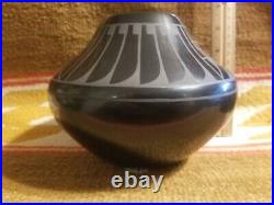 Rare San Ildefonso Blackware Native American Pottery Jar Martha Appleleaf