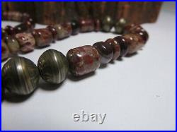 Rare Santo Domingo Petrified Wood Sterling Silver Cone Horn Bead Necklace RP12