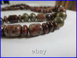 Rare Santo Domingo Petrified Wood Sterling Silver Cone Horn Bead Necklace RP12