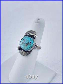 Rare Scott Dave Native American Navajo Ring Spiderweb Turquoise Silver Sz 6