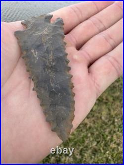 Rare Serrated Native American Corner Notch Pine Tree Arrowhead Point