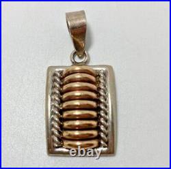 Rare Signed Tommy Charley Sterling Silver GF Pendant Native American Navajo 1.5