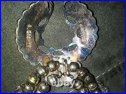Rare Silver Ashbarry Gasper Zuni Gods Eye squash blossom necklace and rings set
