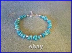 Rare Sleeping Beauty Turquoise Nugget 925 Native American southwestern Bracelet