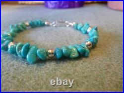 Rare Sleeping Beauty Turquoise Nugget 925 Native American southwestern Bracelet